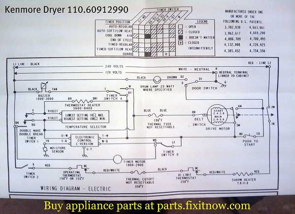 kenmore dryer 110 parts diagram