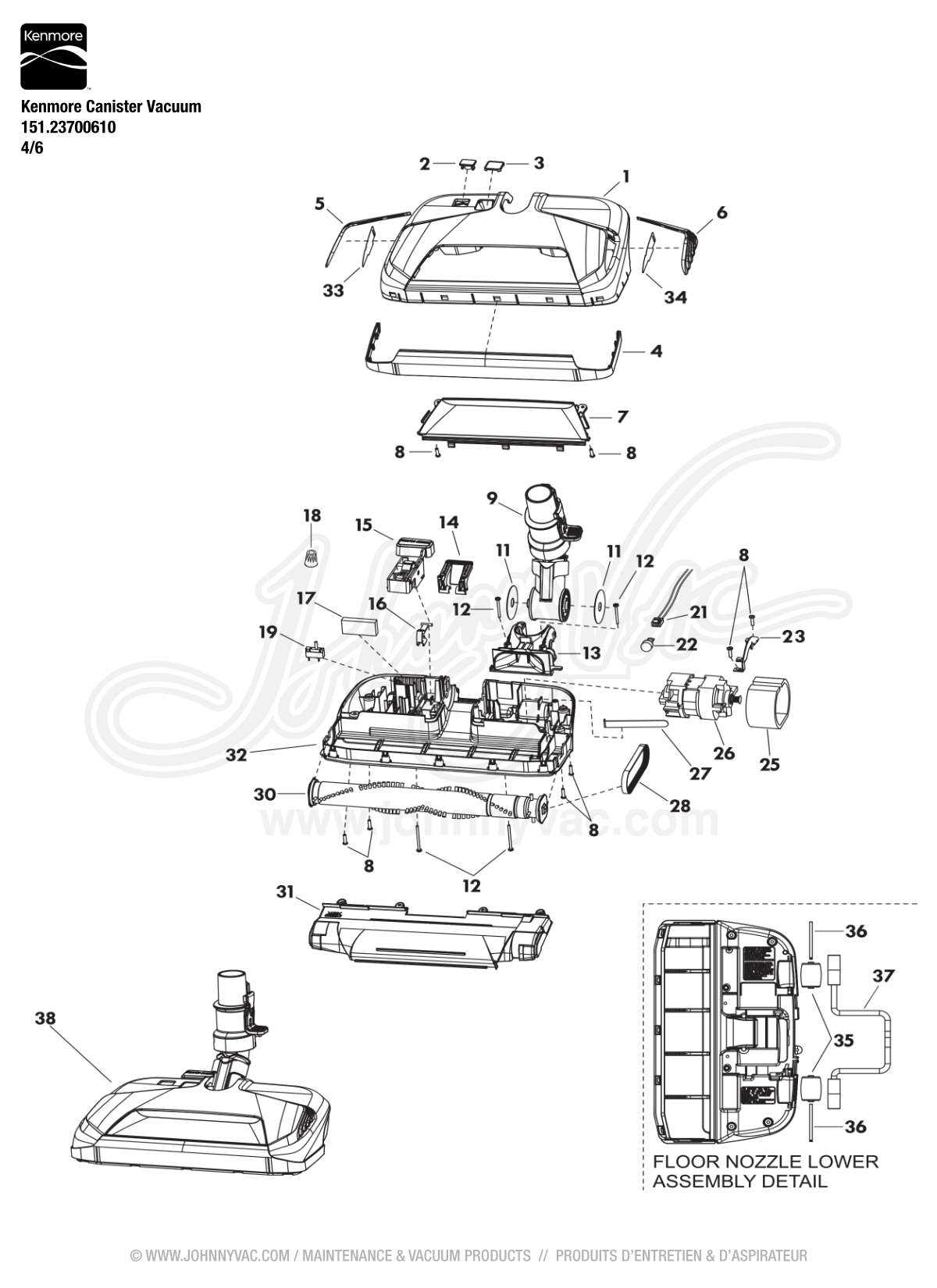 kenmore intuition vacuum parts diagram