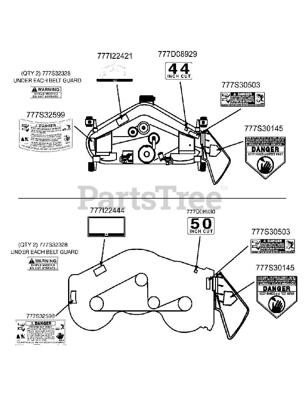 cub cadet 50 inch mower deck parts diagram