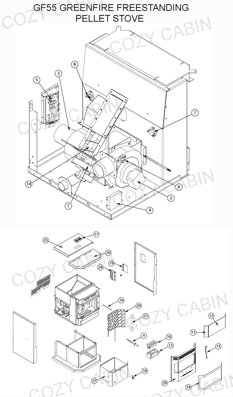 pellet stove parts diagram