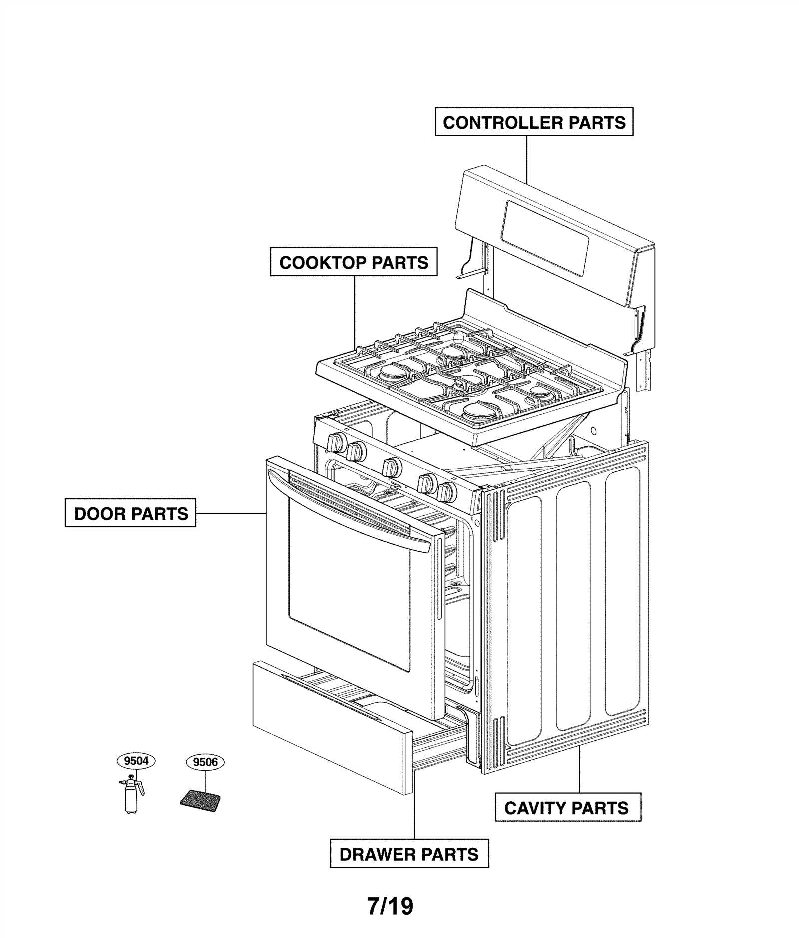 whirlpool gas stove parts diagram