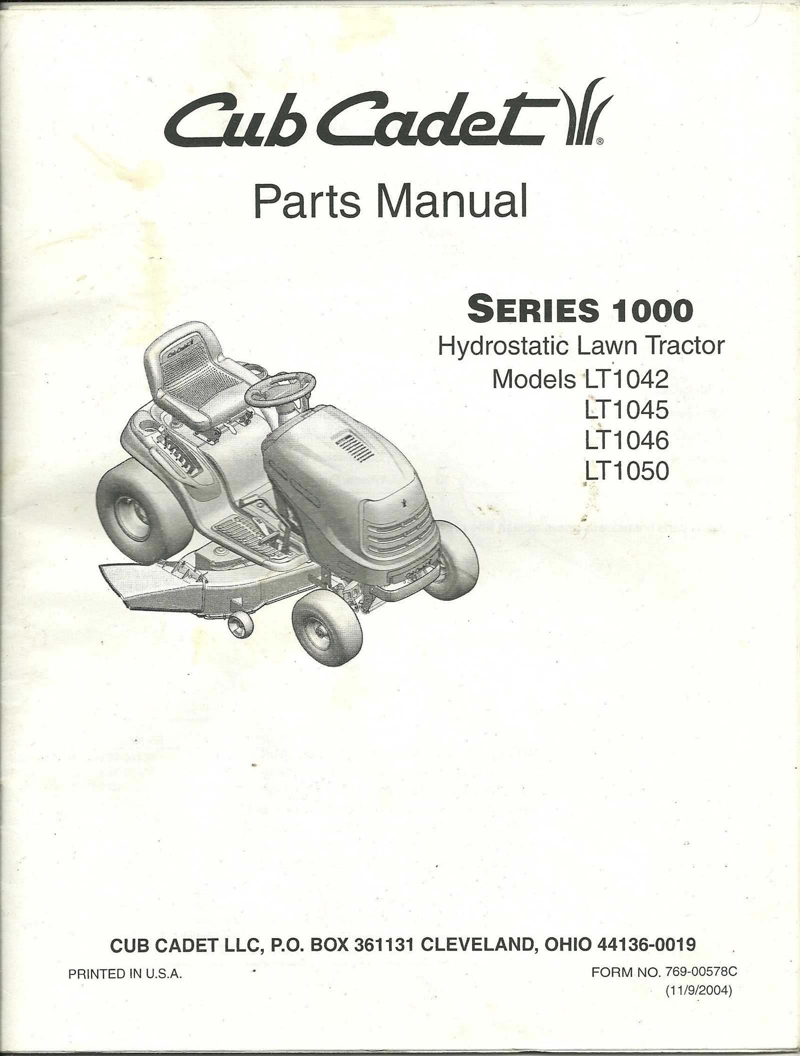 lt1045 cub cadet parts diagram