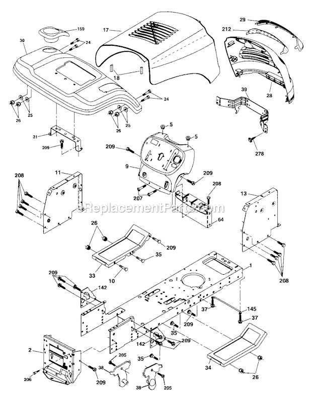 craftsman lt1000 mower deck parts diagram