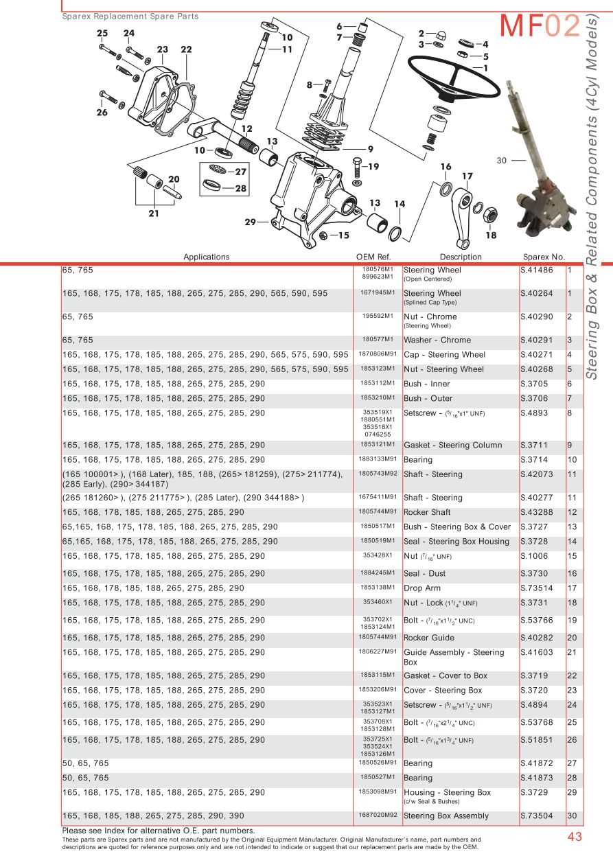 massey ferguson steering parts diagram