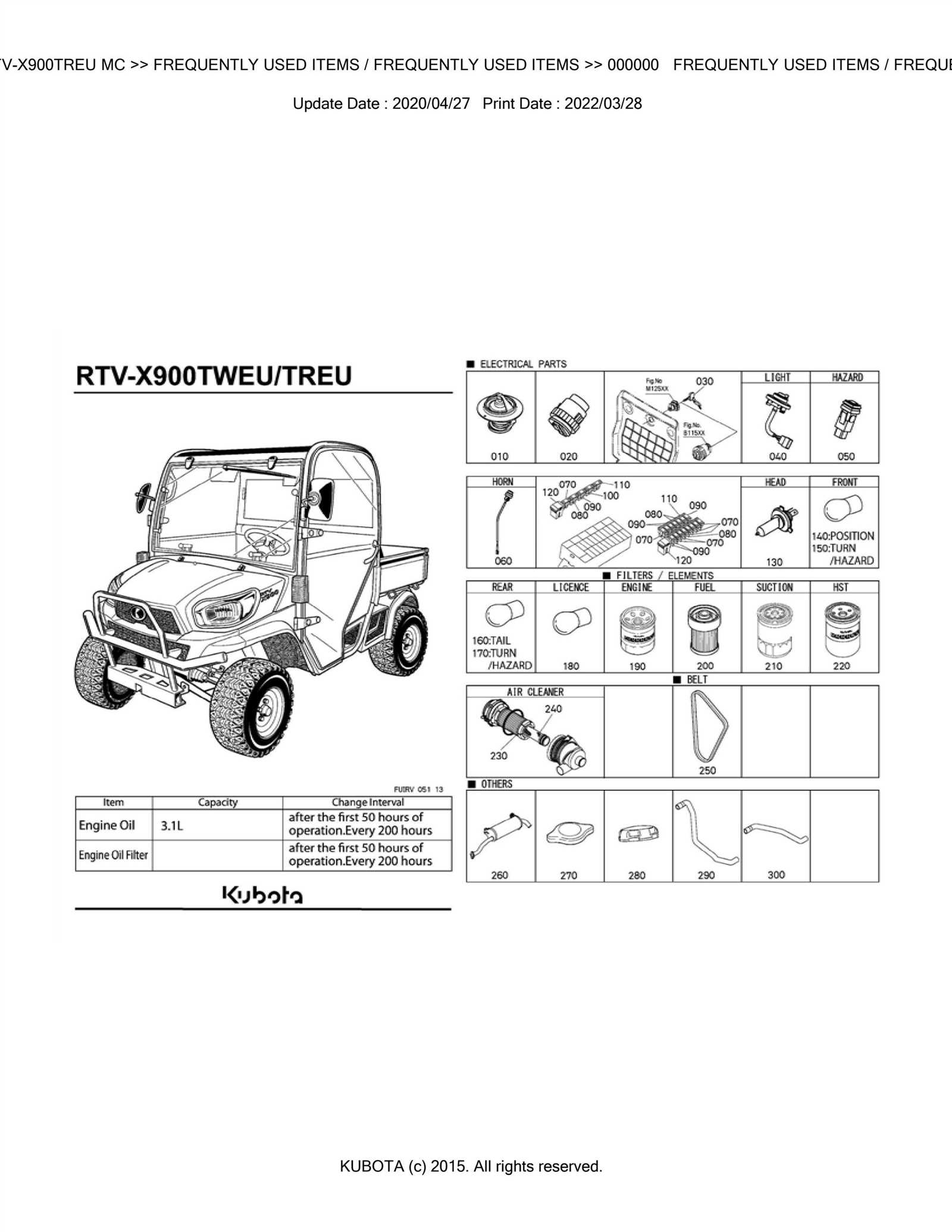 kubota rtv 500 parts diagram