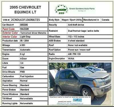 chevy equinox body parts diagram