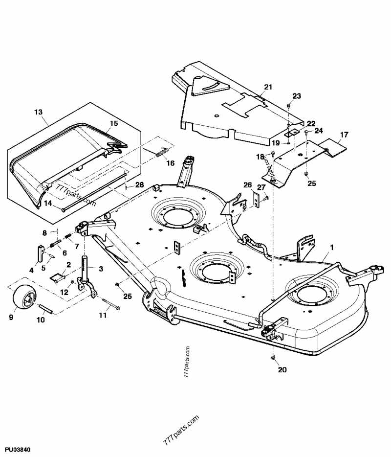 john deere 54d mower deck parts diagram