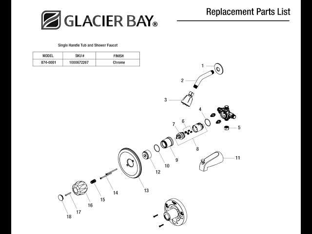 glacier bay shower parts diagram