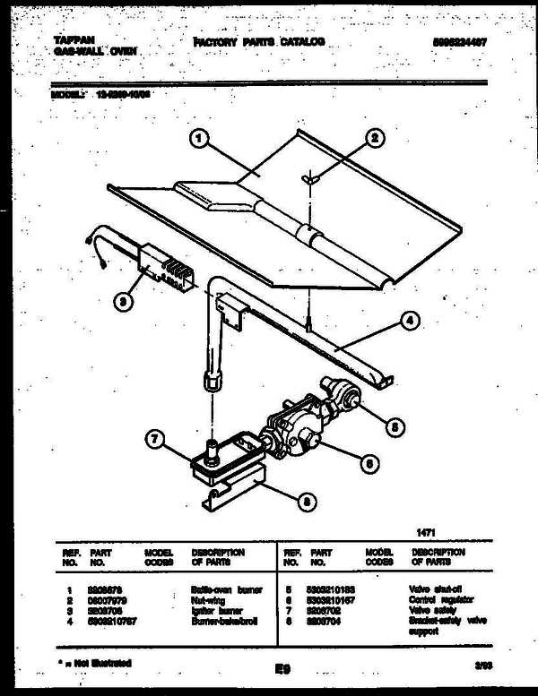 tappan oven parts diagram