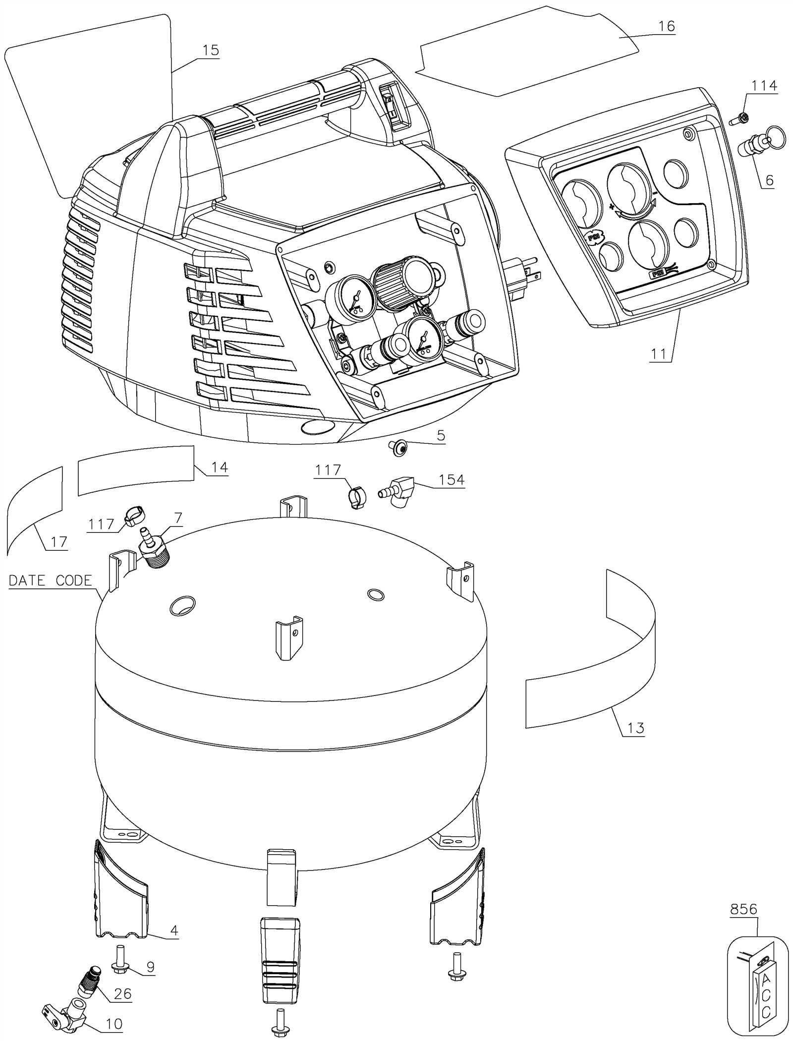 porter cable pancake compressor parts diagram