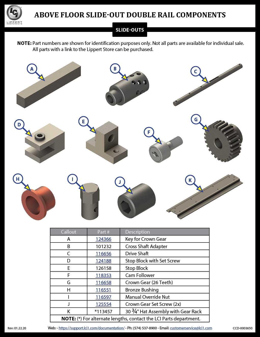 power gear slide out parts diagram