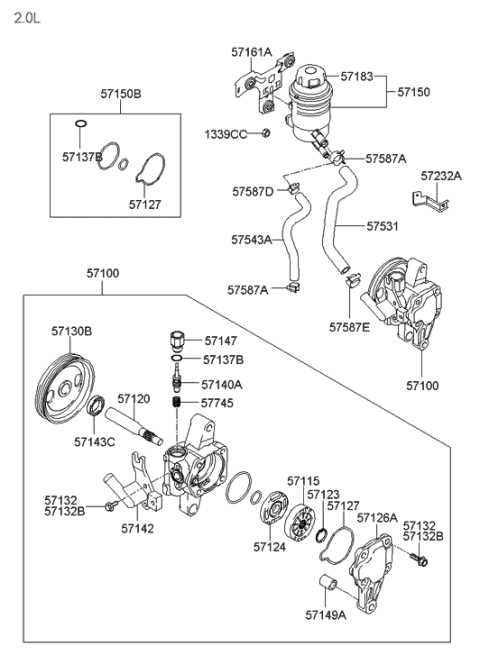 power steering parts diagram