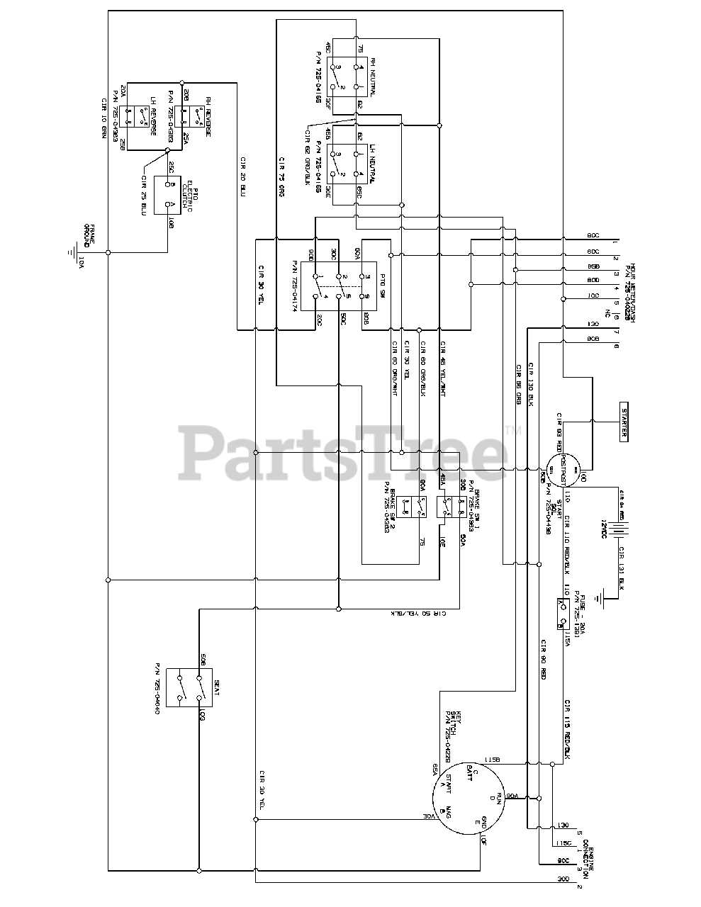 cub cadet rzt 54 parts diagram