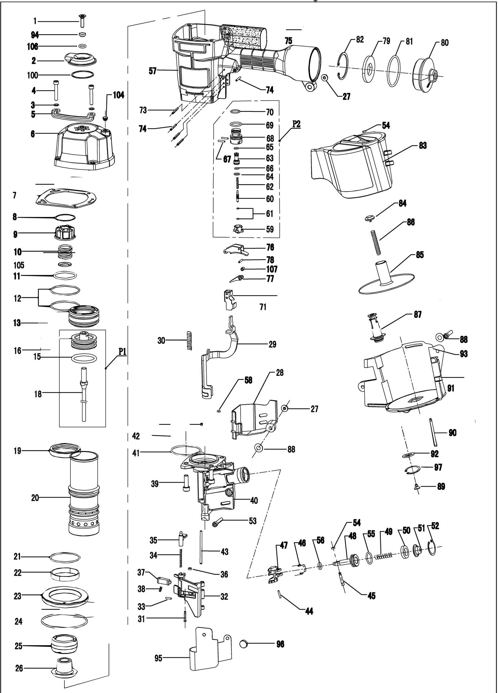 paslode framing nailer parts diagram