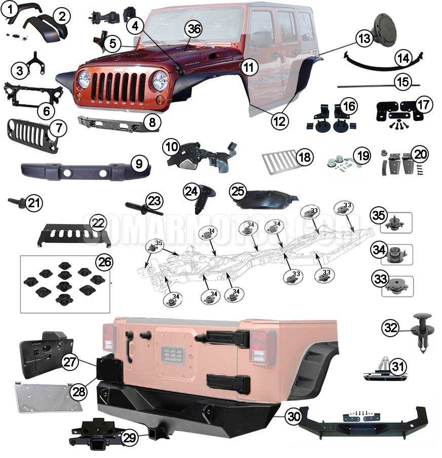 jeep wrangler diagram parts