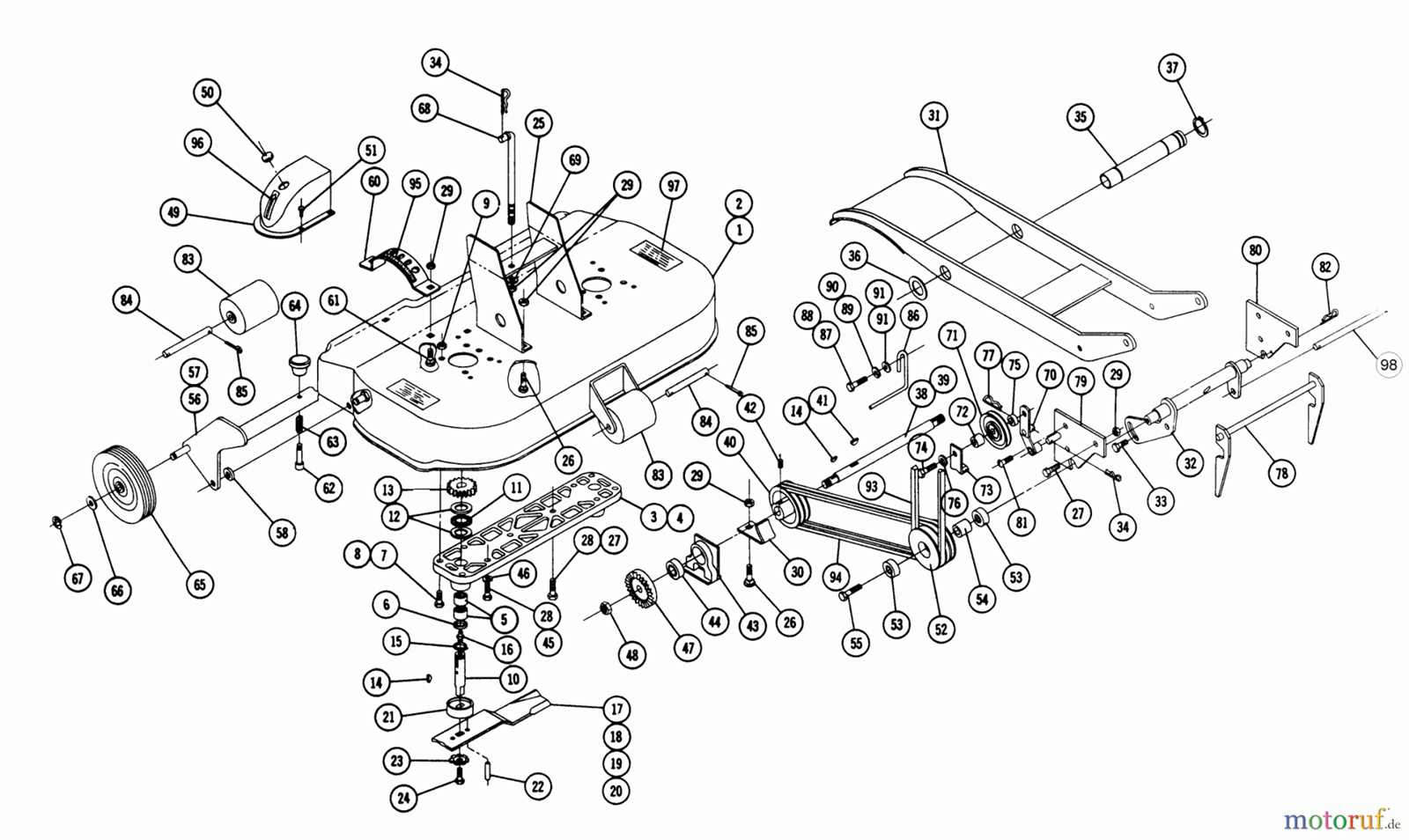 wheel horse mower deck parts diagram