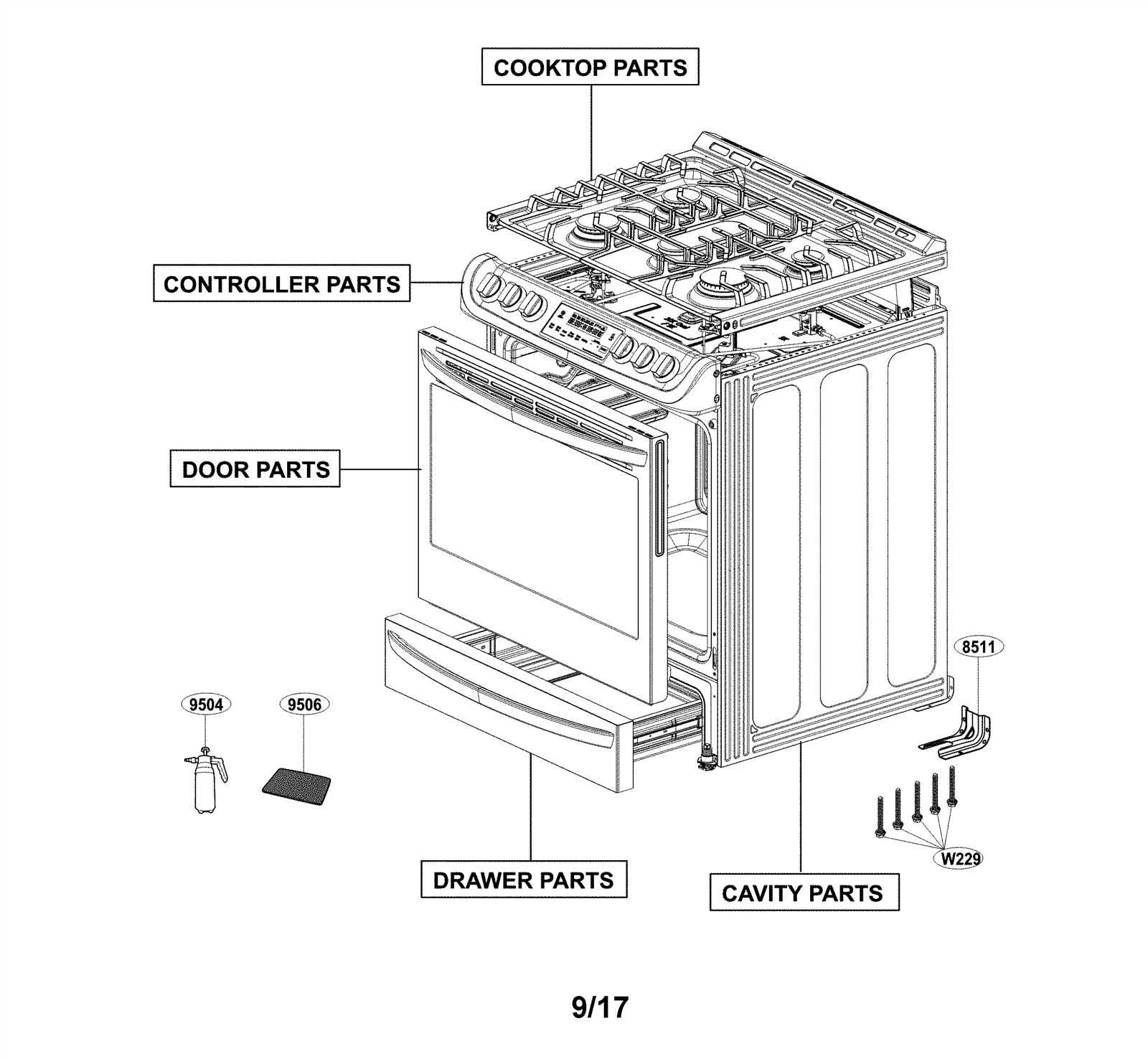 lg gas range parts diagram