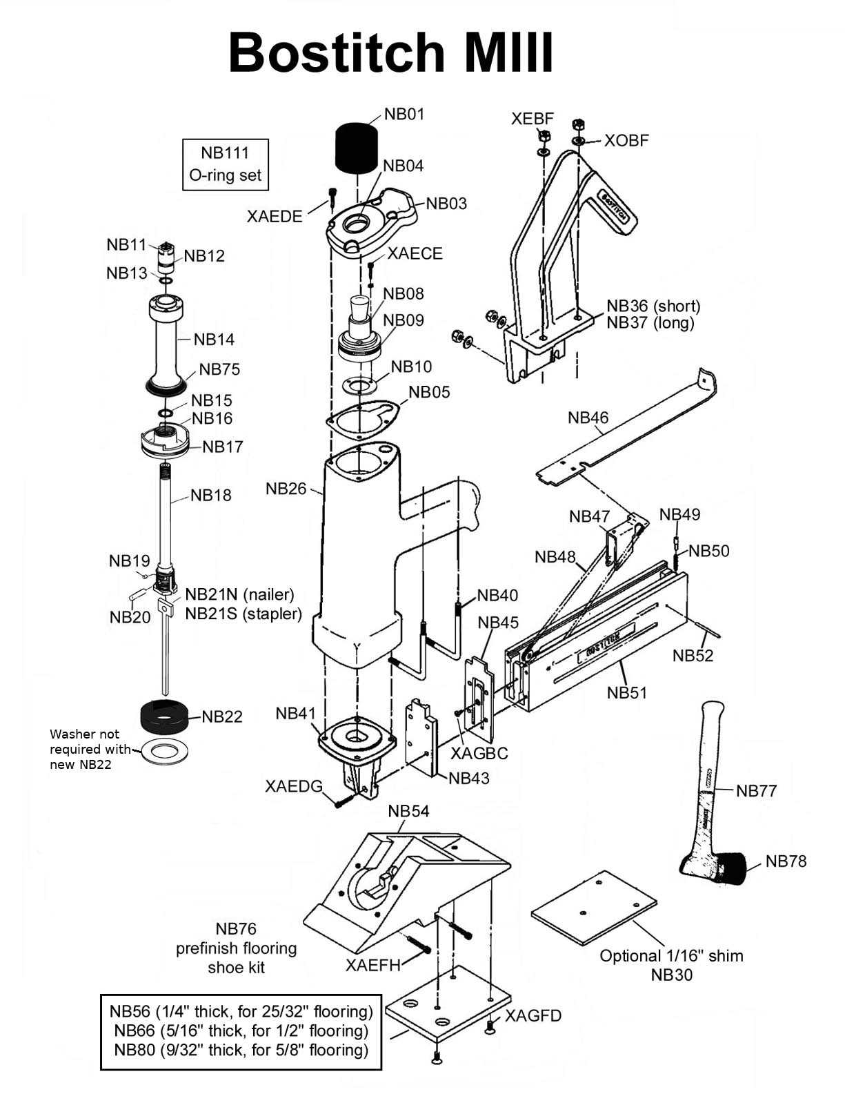 bostitch stapler parts diagram