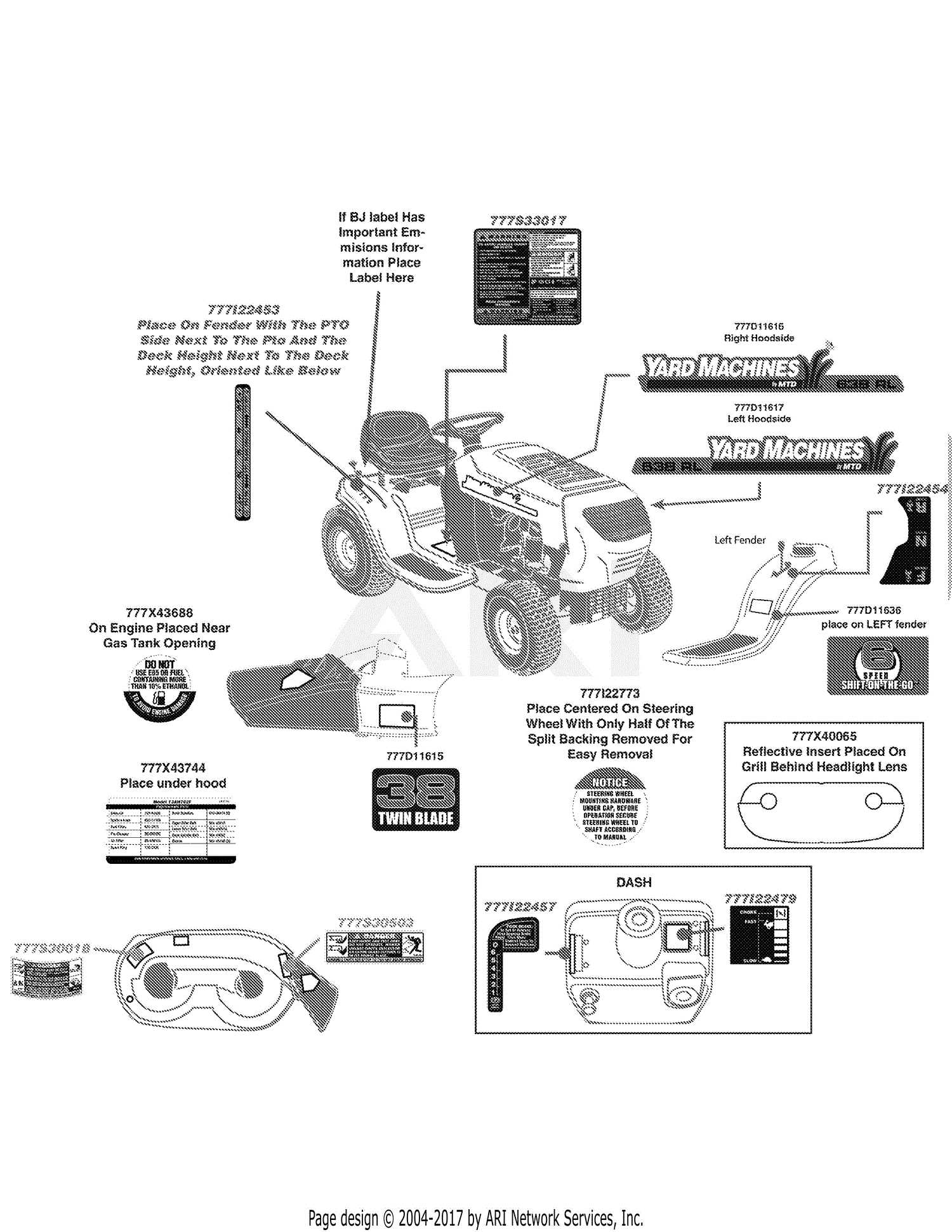 yard machine riding mower parts diagram