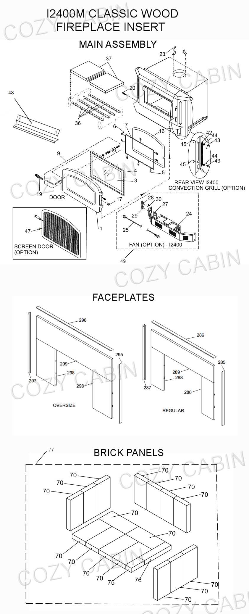 diagram of fireplace parts