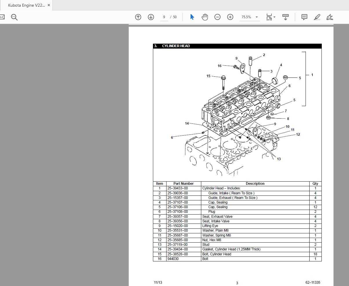 kubota v2203 parts diagram