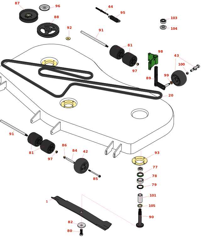 john deere 60 mower deck parts diagram