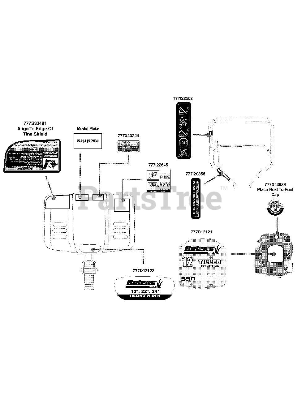 bolens tiller parts diagram