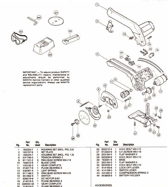 makita circular saw parts diagram