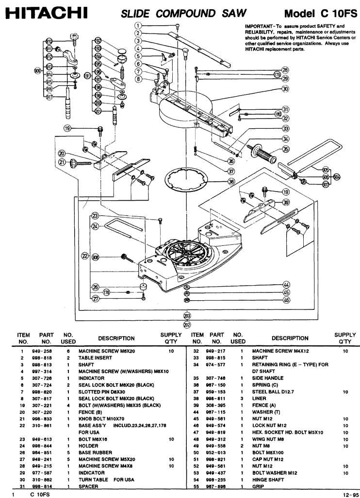 hitachi c10fsh parts diagram