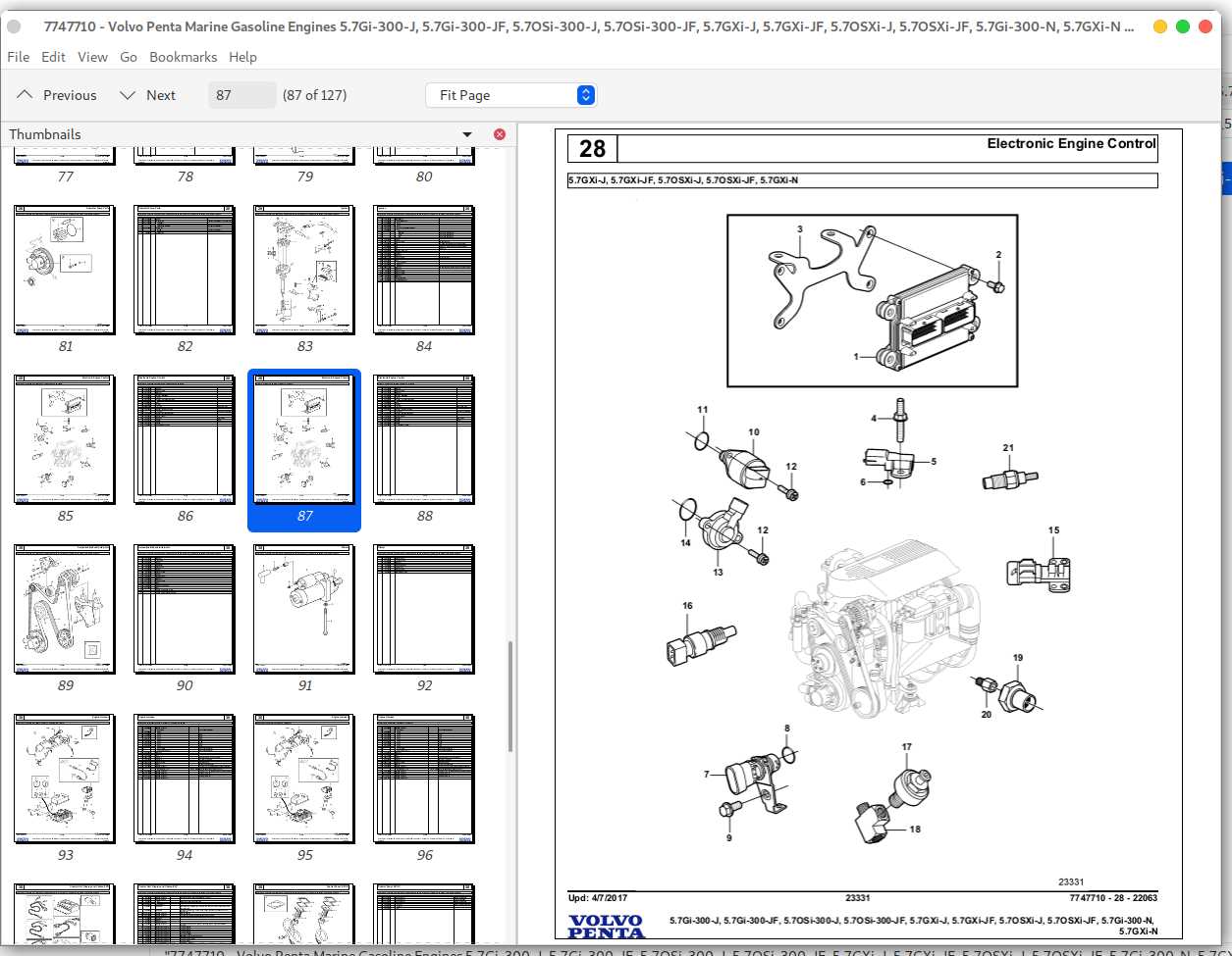 volvo penta 5.7 gi parts diagram