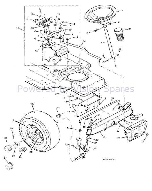 craftsman riding mower steering parts diagram