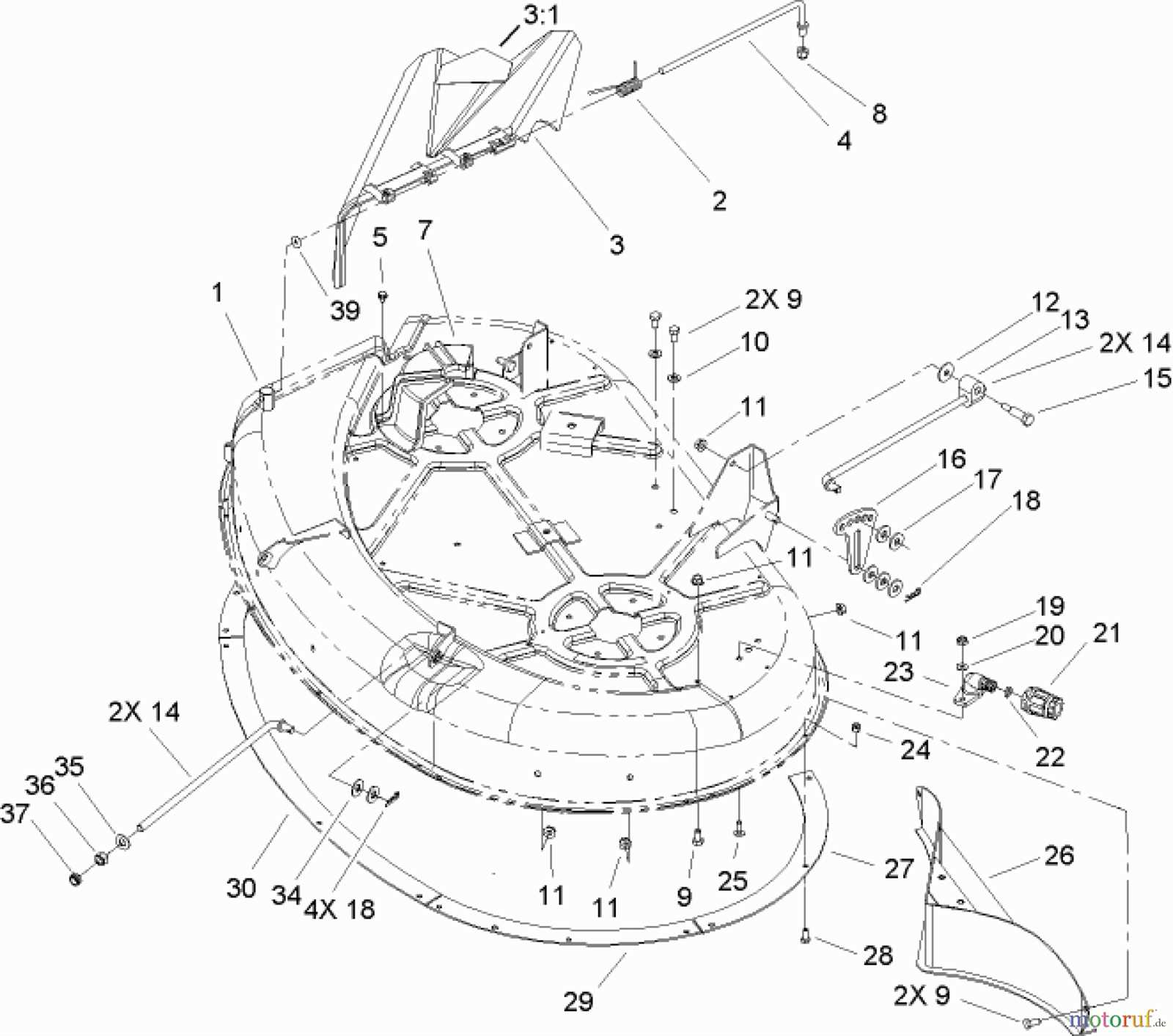 toro mower deck parts diagram