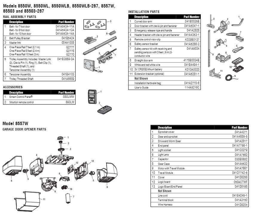 garage door diagram parts