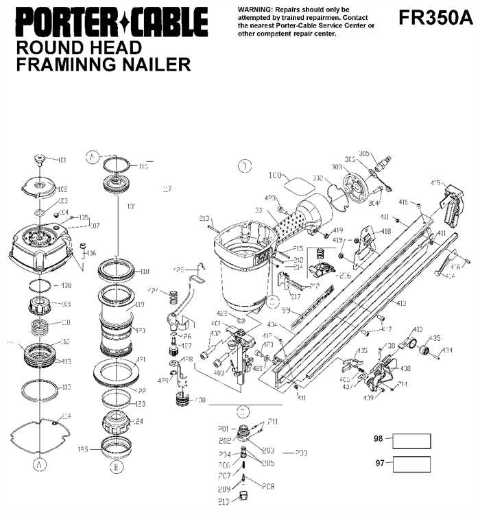 porter cable fr350 parts diagram