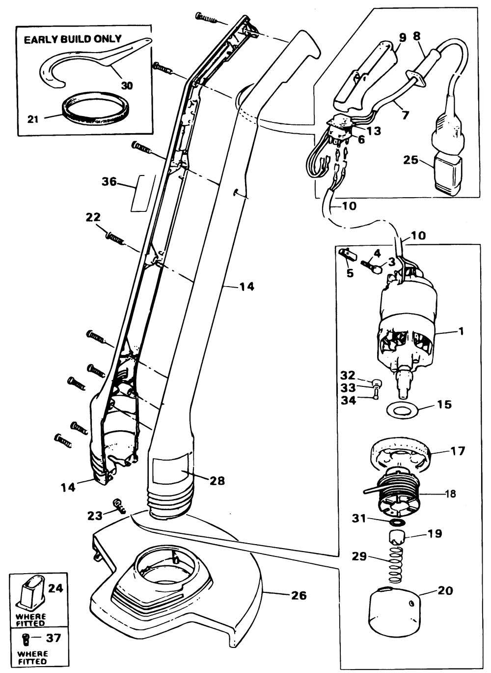 black and decker electric mower parts diagram