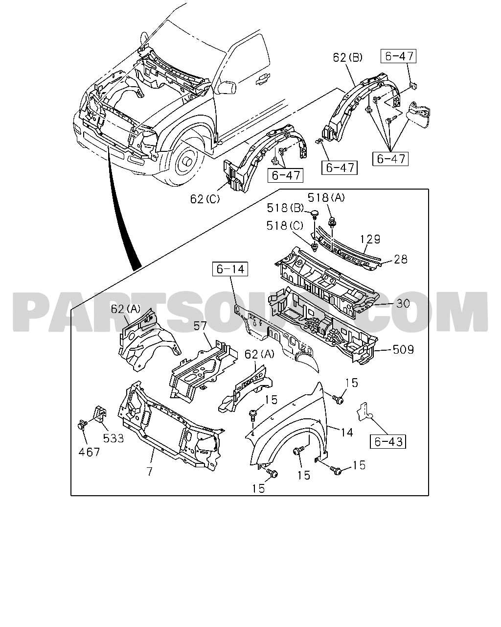 ford f150 front end body parts diagram