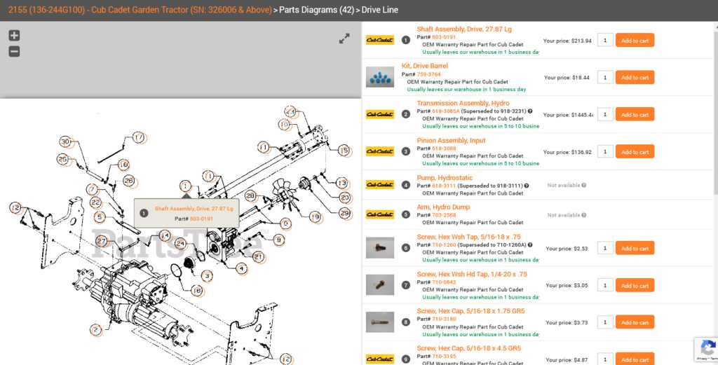 cub cadet hds 2135 parts diagram