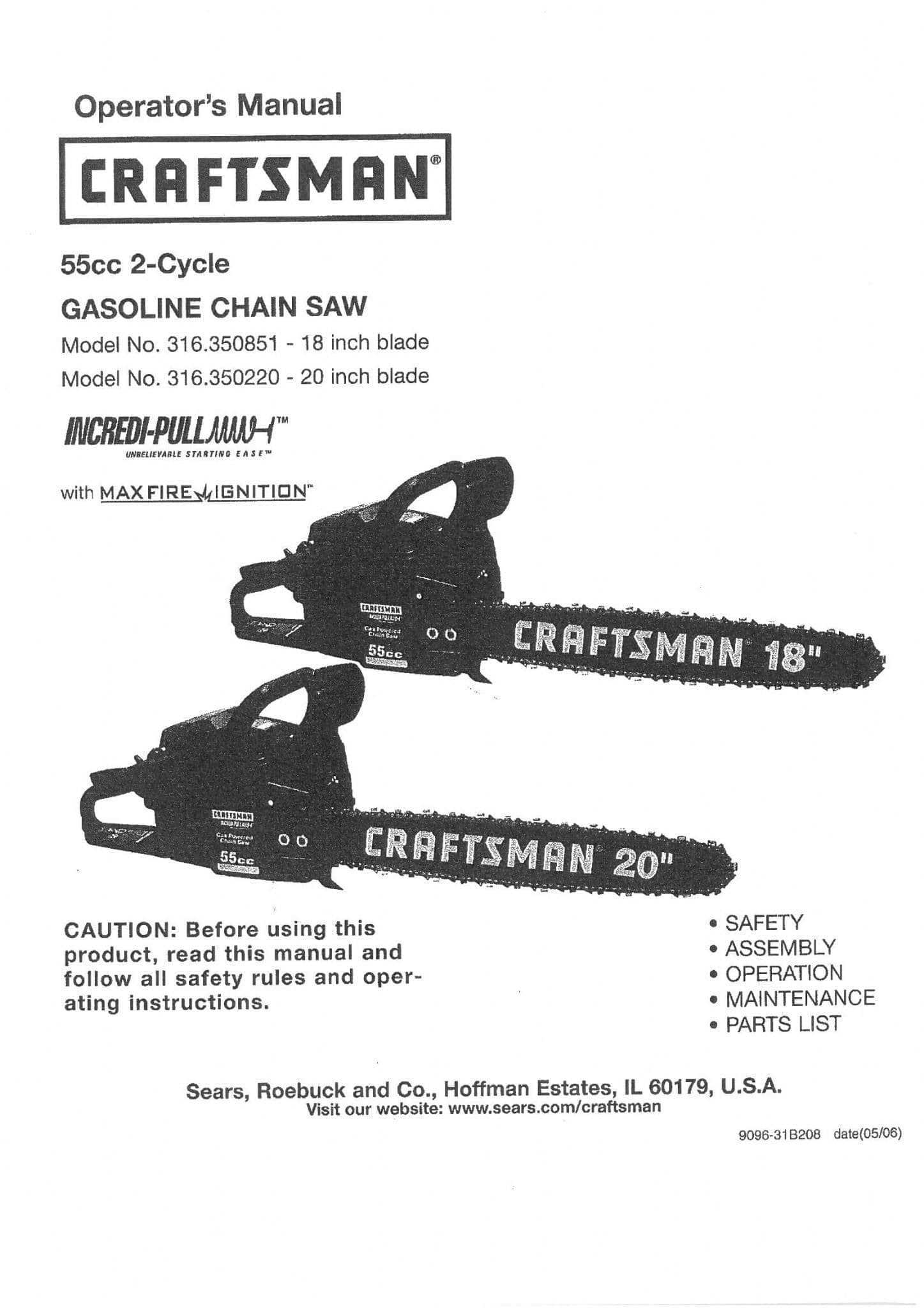 craftsman chainsaw parts diagram