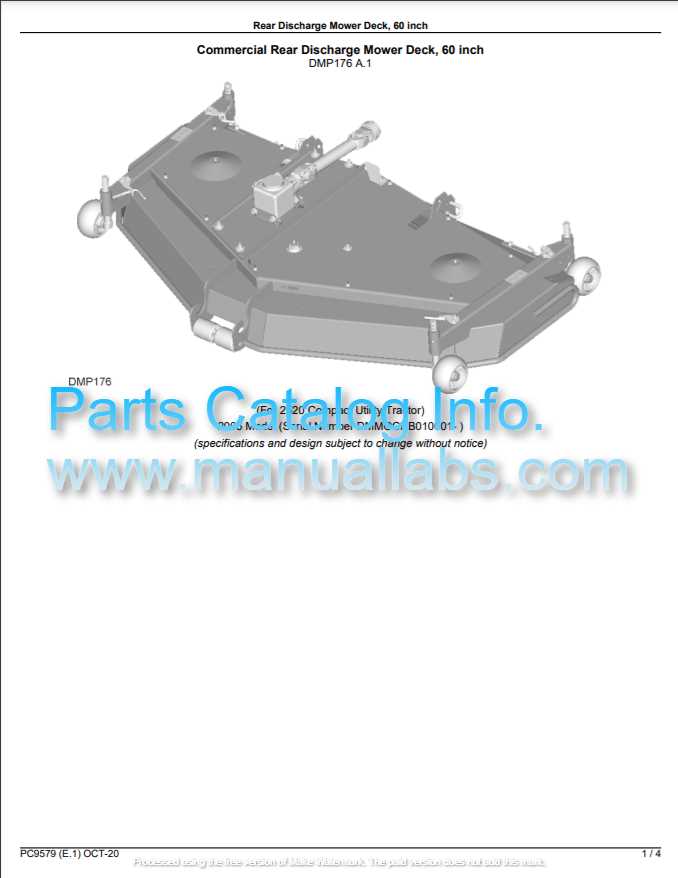 john deere 60 mower deck parts diagram