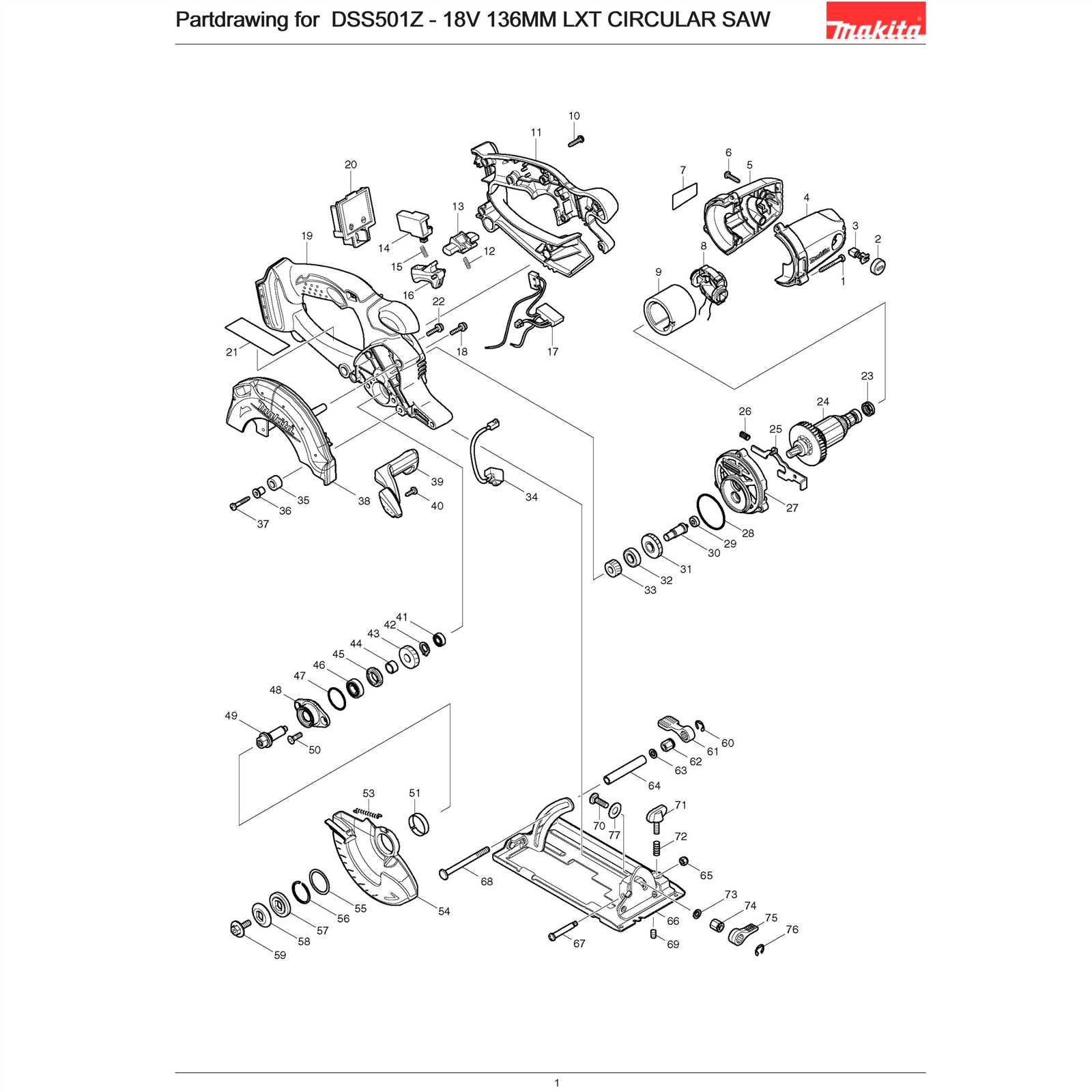 makita circular saw parts diagram