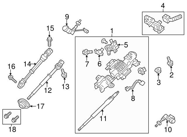 ford steering column parts diagram