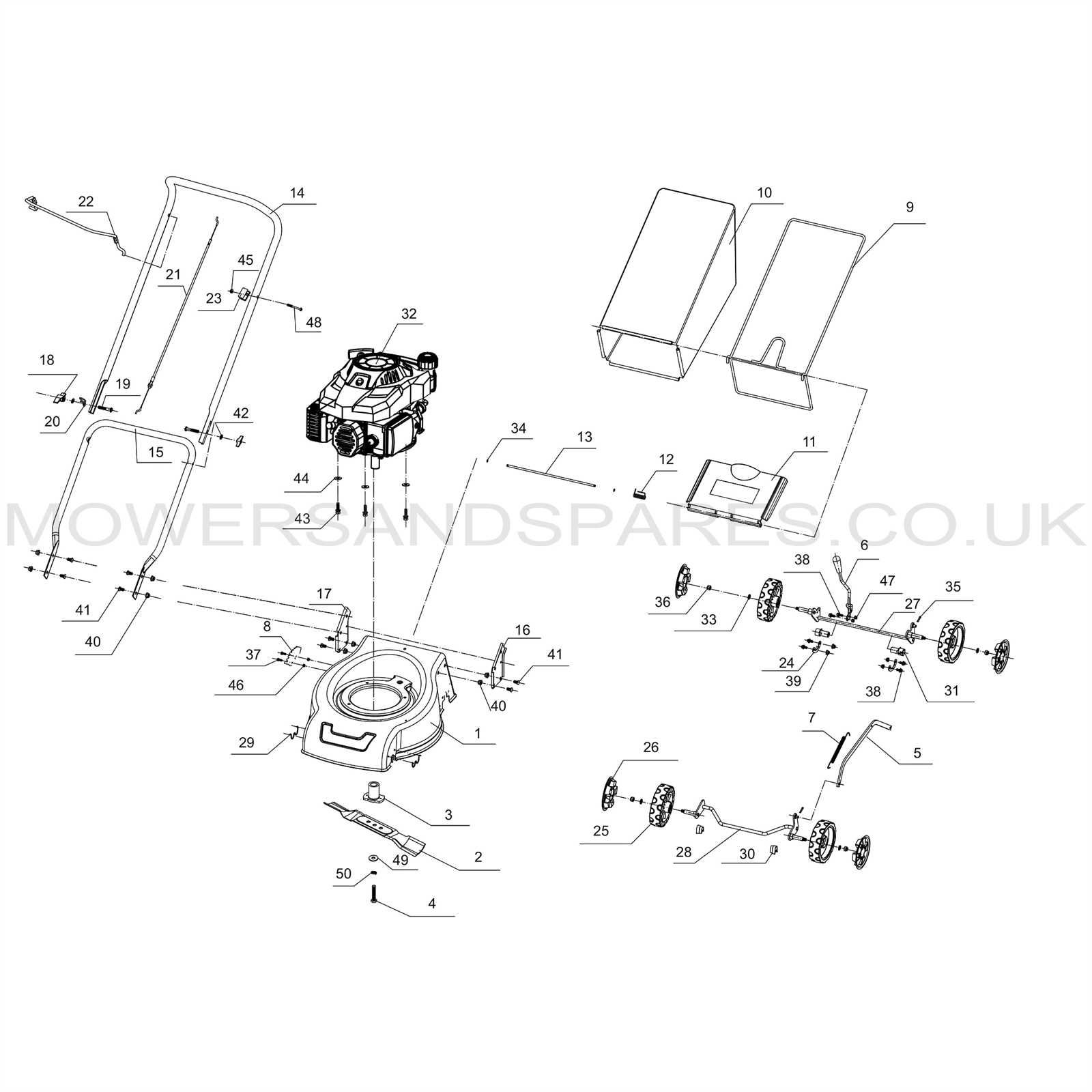 push lawn mower parts diagram