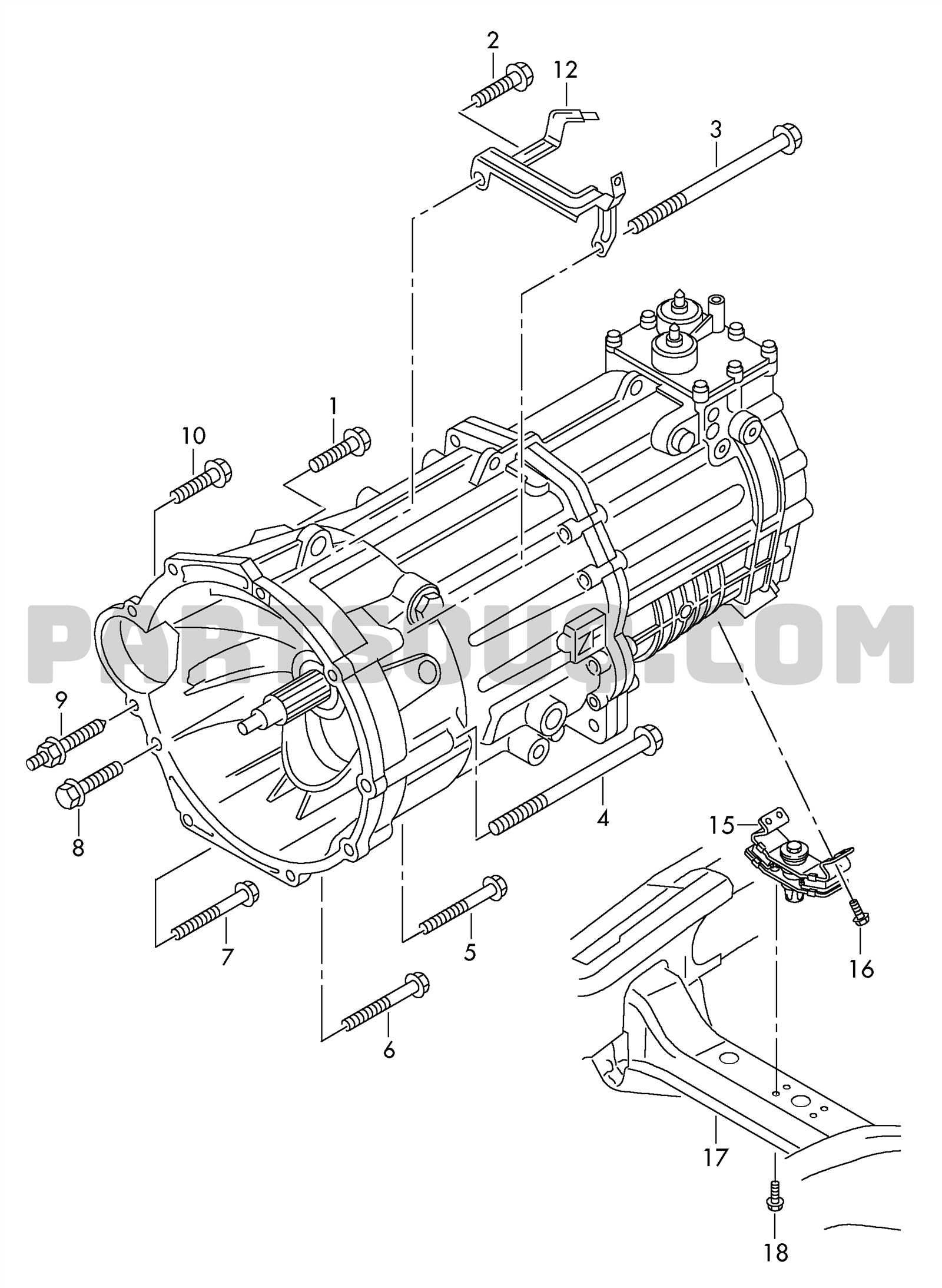 vw transmission parts diagram