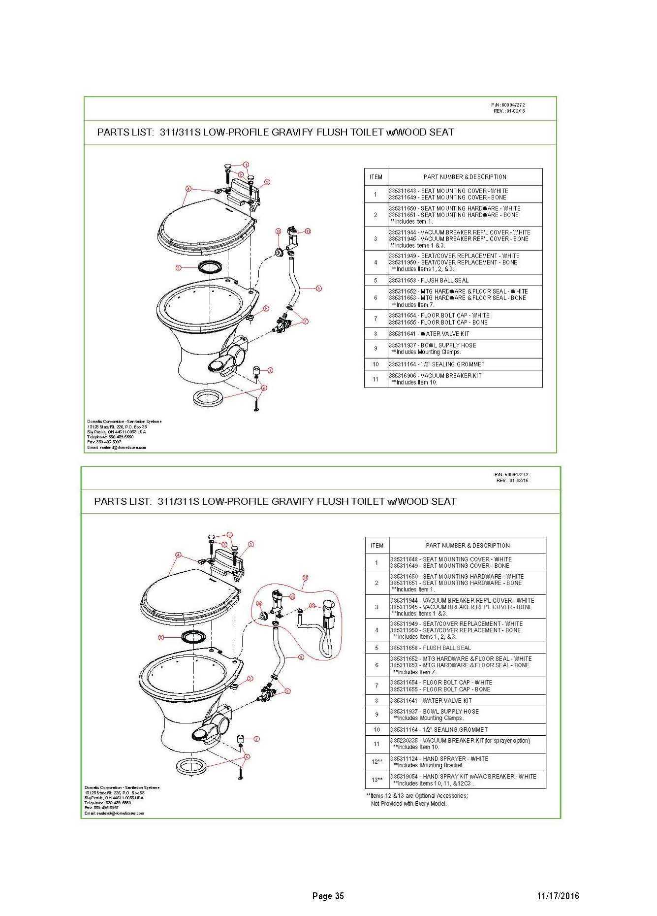 sealand toilet parts diagram