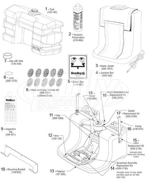 bradley wash fountain parts diagram