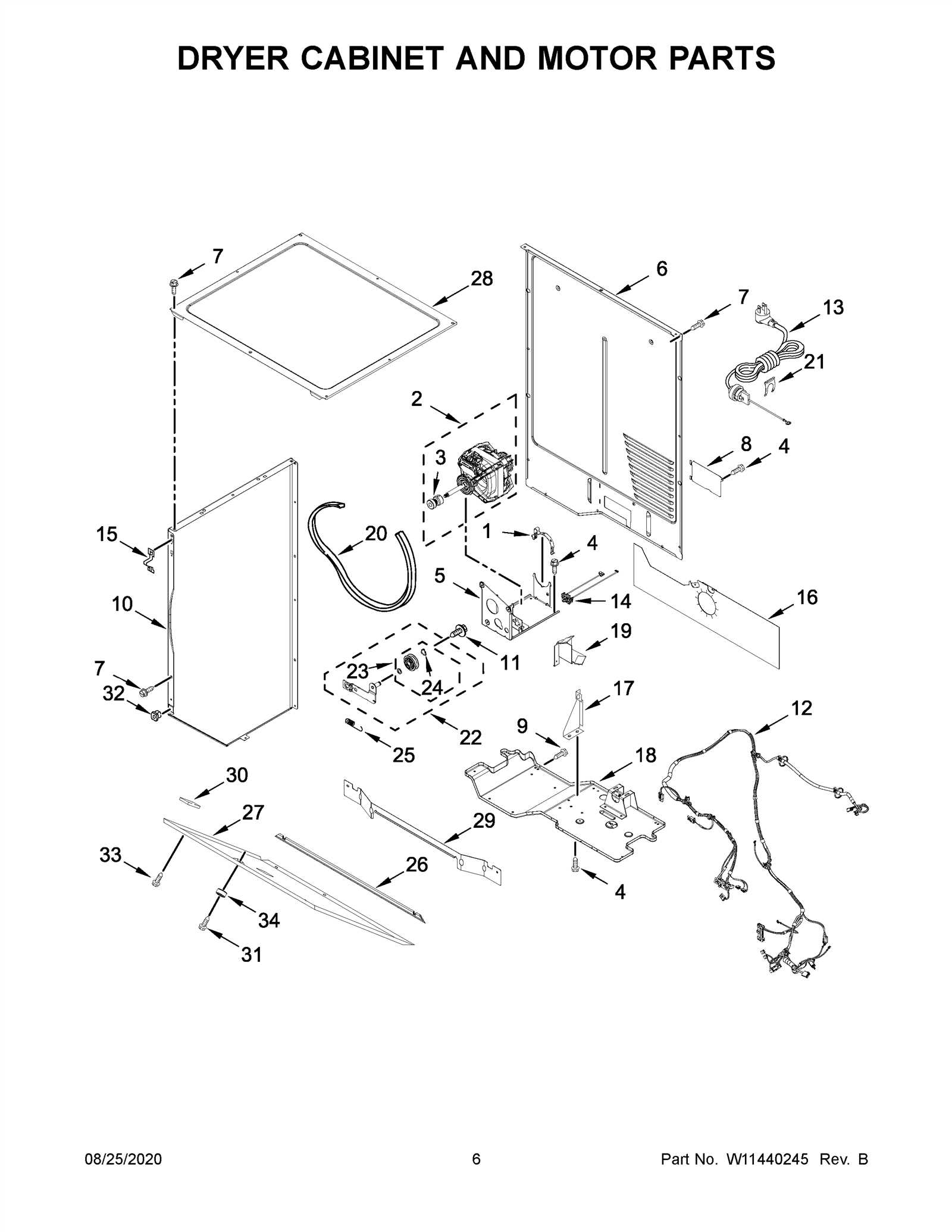 whirlpool dryer diagram of parts