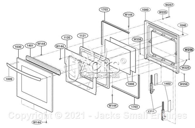 whirlpool oven door parts diagram