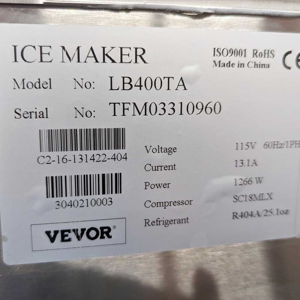 vevor ice machine parts diagram