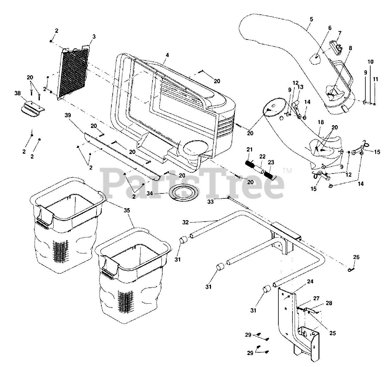 john deere bagger parts diagram