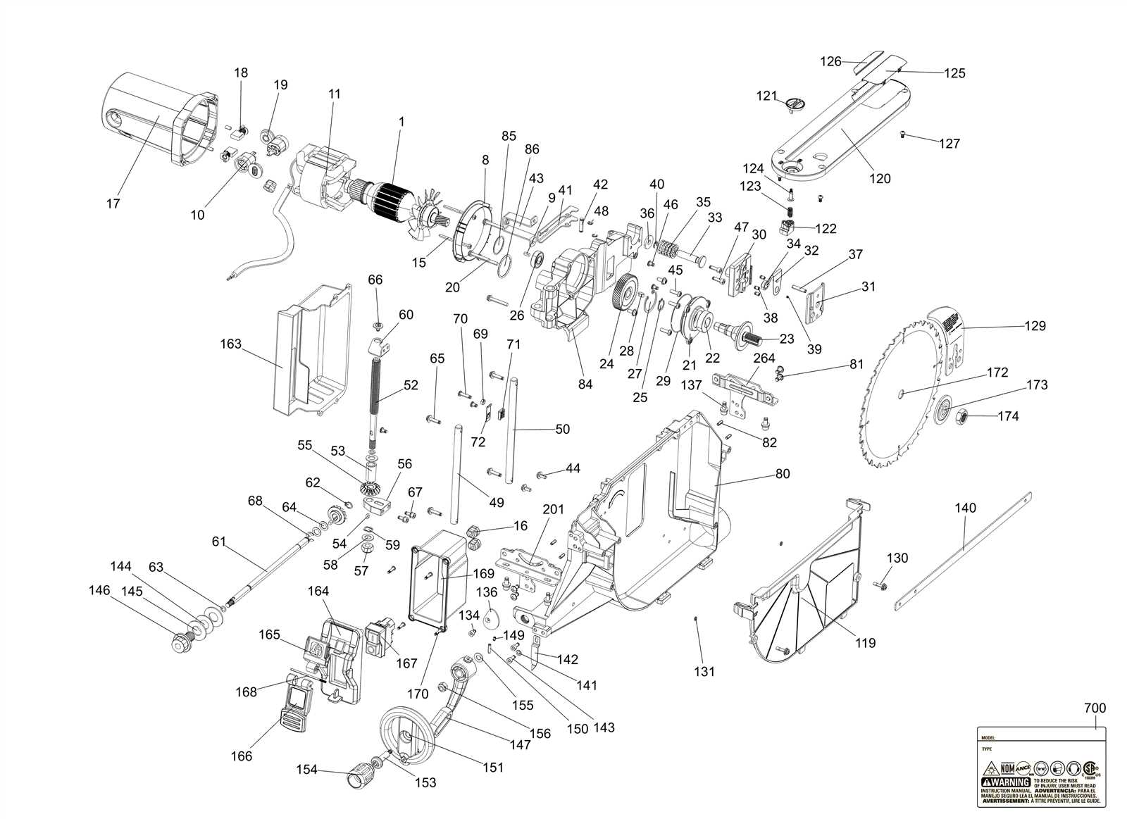 dewalt table saw parts diagram